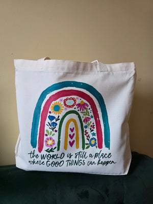 The world is still ...Large Tote with Zipper