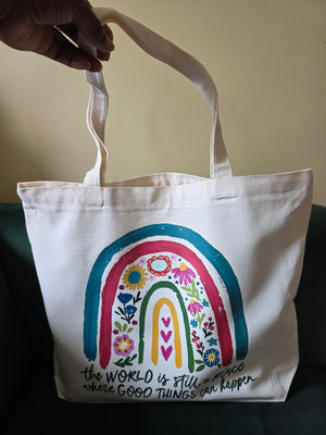 The world is still ...Large Tote with Zipper