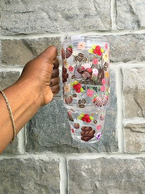 Just a Goose in Love Glass Tumbler with Handle