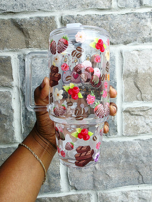Just a Goose in Love Glass Tumbler with Handle