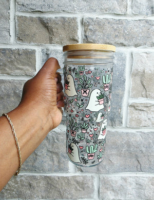 Ghosties & Plants Glass Tumbler with Handle