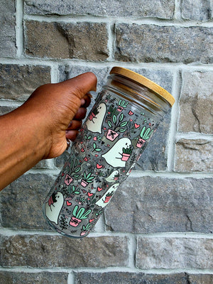 Ghosties & Plants Glass Tumbler with Handle