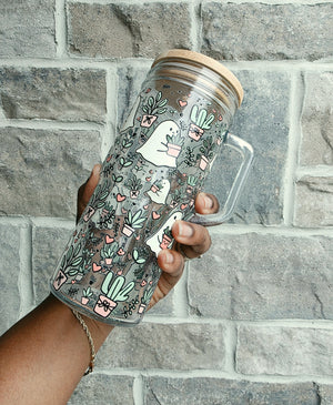 Ghosties & Plants Glass Tumbler with Handle