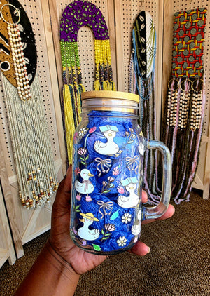 Let Me Tell You About My Jesus Goose Glass Tumbler with handle