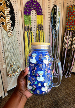 Let Me Tell You About My Jesus Goose Glass Tumbler with handle