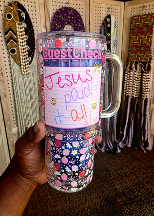 Jesus Paid It All Glass Tumbler with Handle