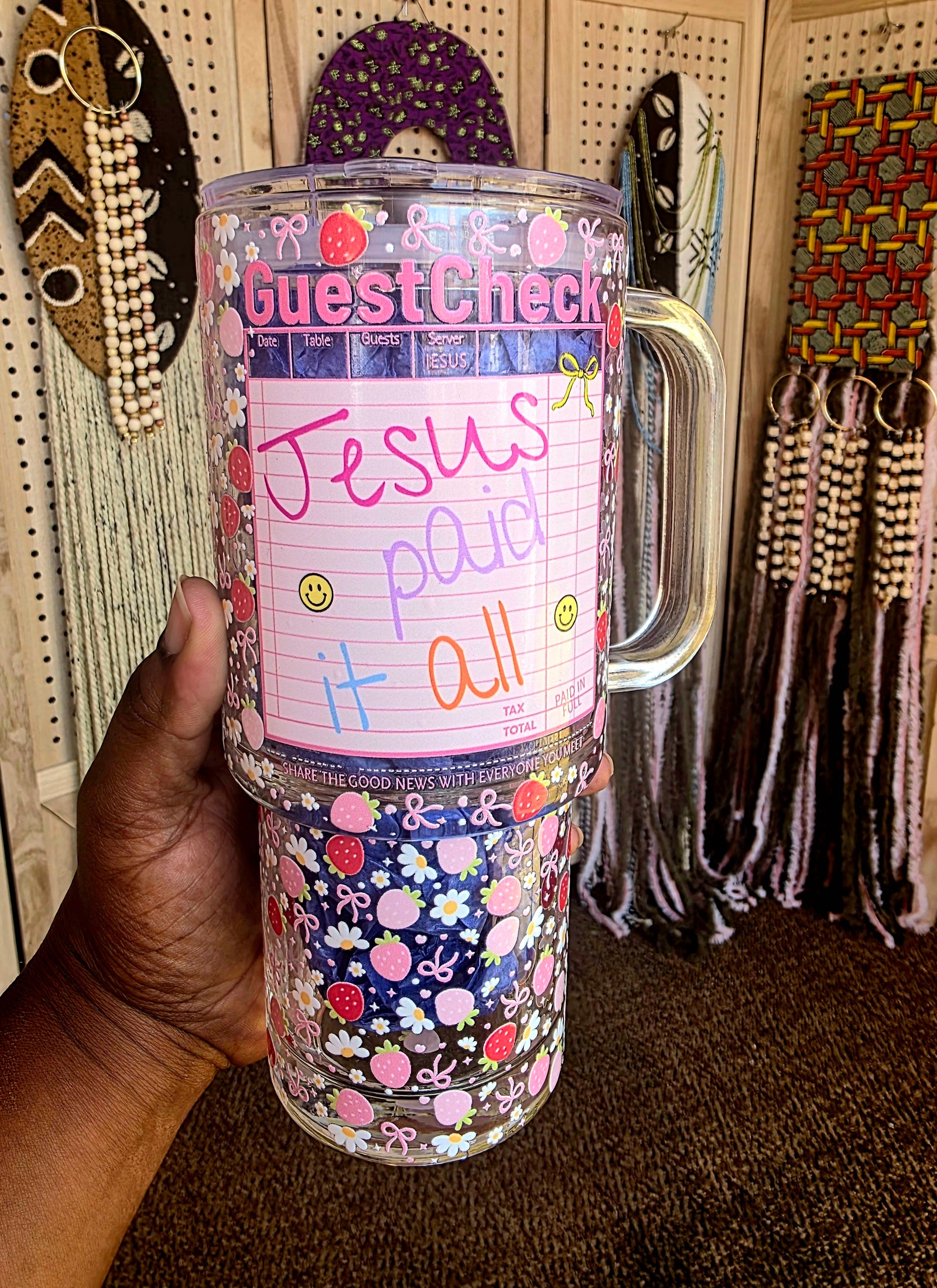 Jesus Paid It All Glass Tumbler with Handle