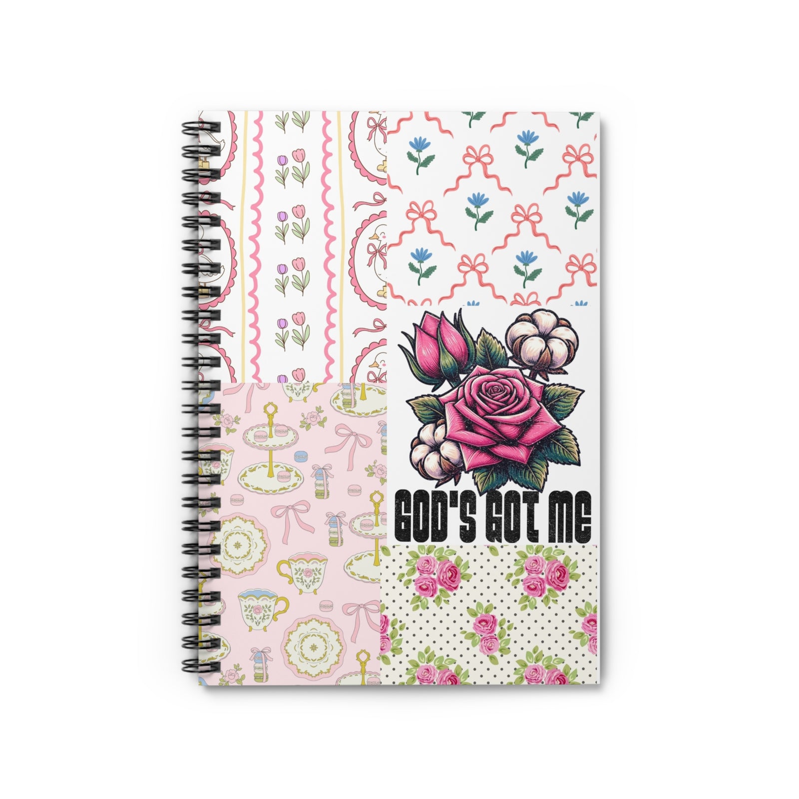 "God's Got Me" Shabby Chic & Sweet Spiral Notebook – Ruled Lined