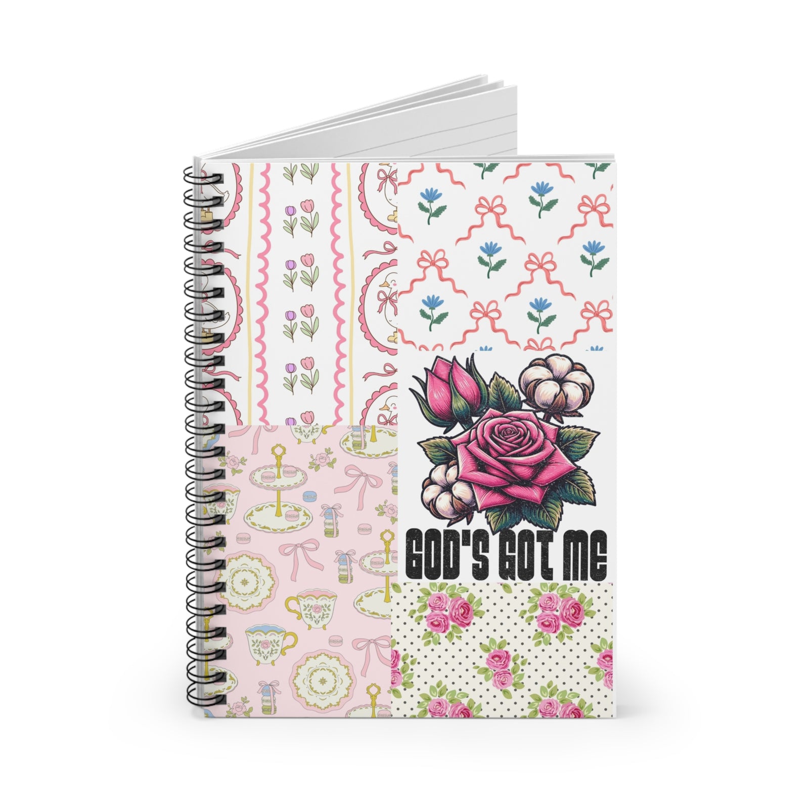 "God's Got Me" Shabby Chic & Sweet Spiral Notebook – Ruled Lined