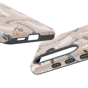 Charming Geese & Gratitude Tough Phone Case – For Samsung, iPhone, & Google Pixel