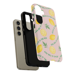 "Jesus Is The Key" Lemon Tough Phone Case – For Samsung, iPhone, & Pixel