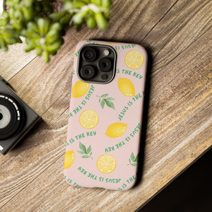 "Jesus Is The Key" Lemon Tough Phone Case – For Samsung, iPhone, & Pixel