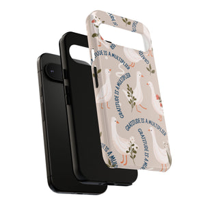 Charming Geese & Gratitude Tough Phone Case – For Samsung, iPhone, & Google Pixel