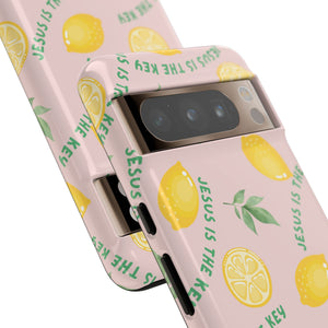 "Jesus Is The Key" Lemon Tough Phone Case – For Samsung, iPhone, & Pixel