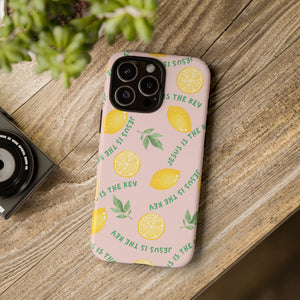 "Jesus Is The Key" Lemon Tough Phone Case – For Samsung, iPhone, & Pixel
