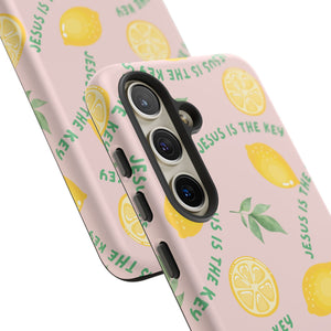 "Jesus Is The Key" Lemon Tough Phone Case – For Samsung, iPhone, & Pixel