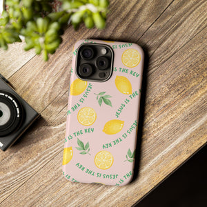 "Jesus Is The Key" Lemon Tough Phone Case – For Samsung, iPhone, & Pixel