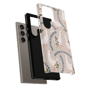 Charming Geese & Gratitude Tough Phone Case – For Samsung, iPhone, & Google Pixel