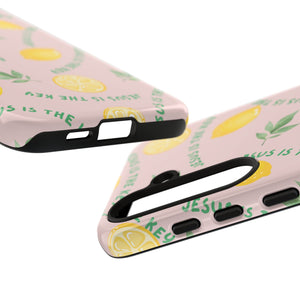 "Jesus Is The Key" Lemon Tough Phone Case – For Samsung, iPhone, & Pixel