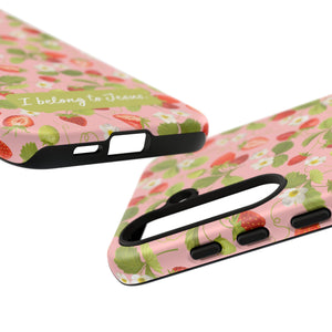 "I Belong to Jesus" Strawberry Tough Phone Case – For Samsung, Iphone and Google Pixel