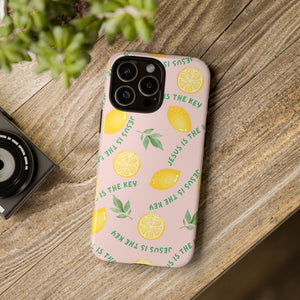 "Jesus Is The Key" Lemon Tough Phone Case – For Samsung, iPhone, & Pixel