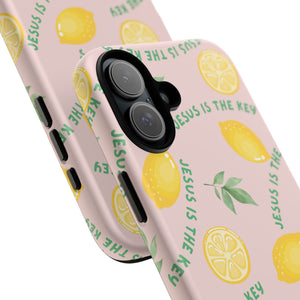 "Jesus Is The Key" Lemon Tough Phone Case – For Samsung, iPhone, & Pixel