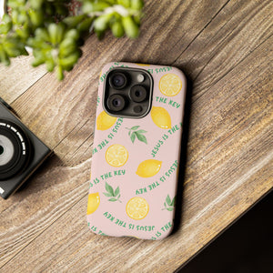 "Jesus Is The Key" Lemon Tough Phone Case – For Samsung, iPhone, & Pixel