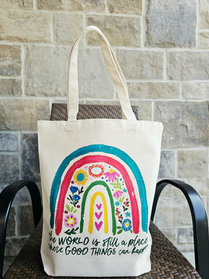 The world is still a place...Tote in Cream