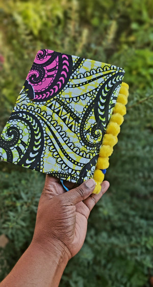 African Fabric covered Notebook - Yellow