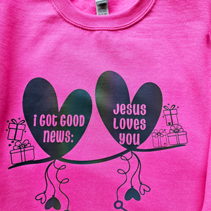 Jesus Loves You - Crewneck in Heliconia