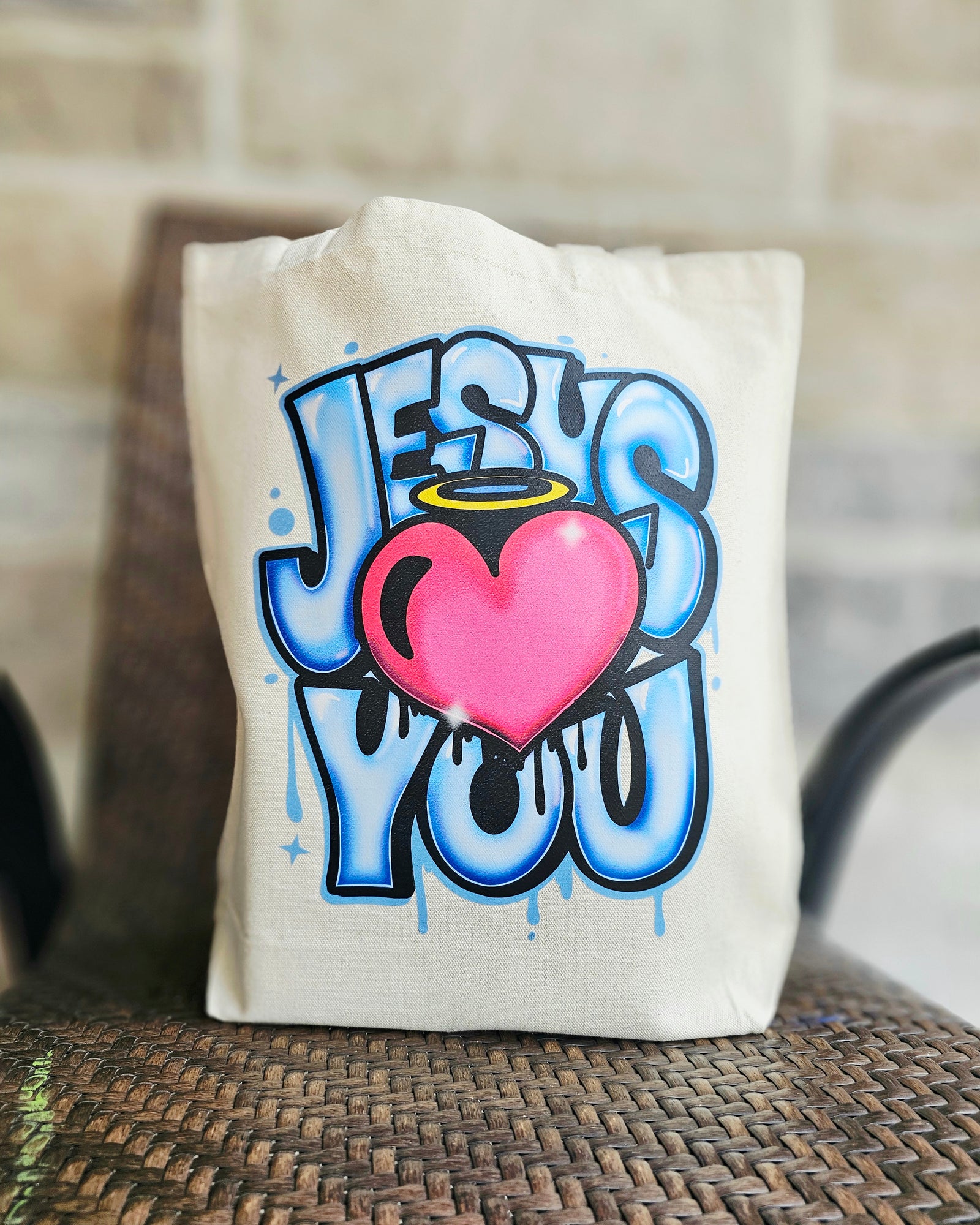 Jesus Loves You Tote in Beige