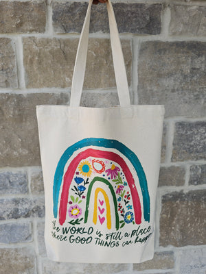 The world is still a place...Tote in Cream