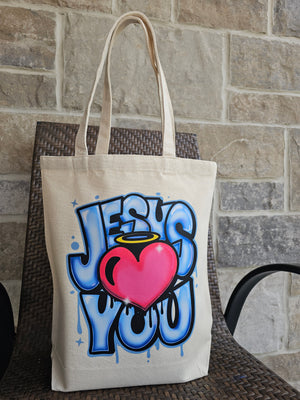 Jesus Loves You Tote in Beige