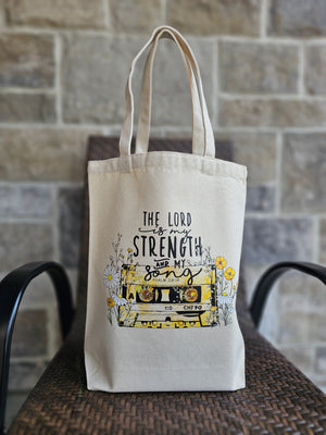 The Lord is my Strength and my Song Tote in Beige