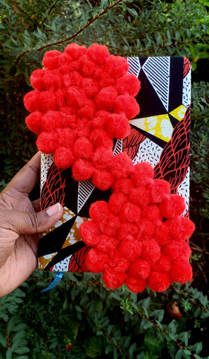 African Fabric covered Notebook - Red