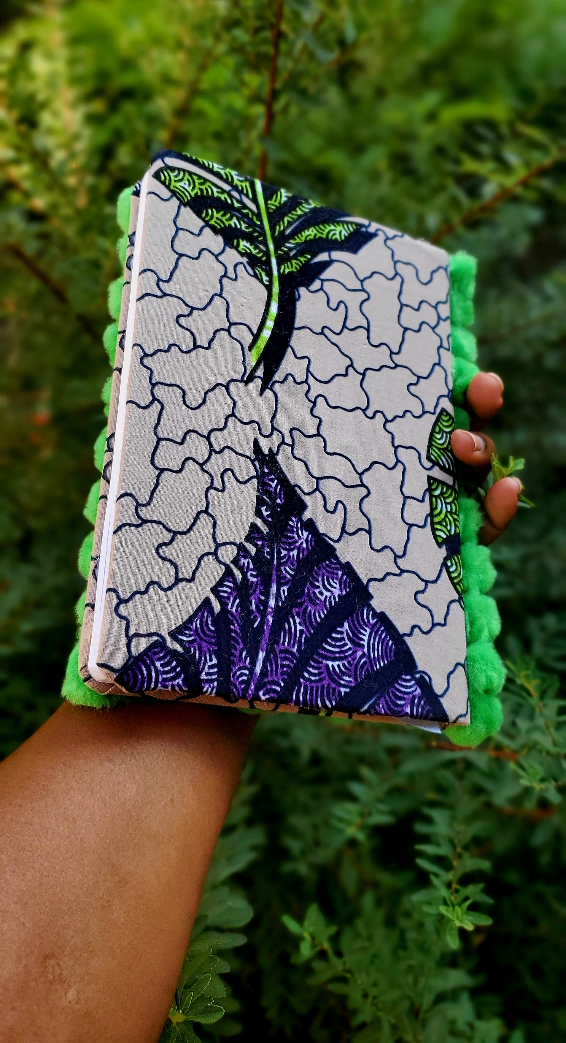 African Fabric covered Notebook- Green