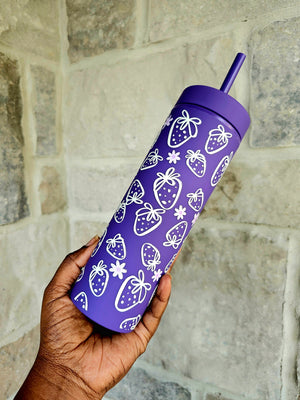Strawberries and Flowers Tumbler