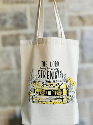 The Lord is my Strength and my Song Tote in Beige