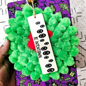 Notebook covered in African fabric + Wood Bookmark