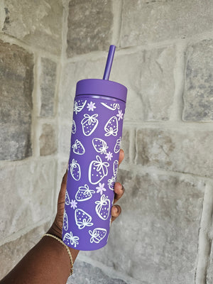 Strawberries and Flowers Tumbler