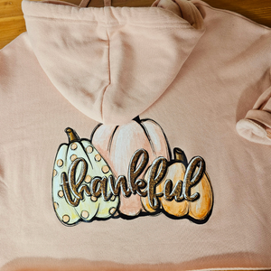 Be intentional & Thankful - Crop hoodie in Salmon