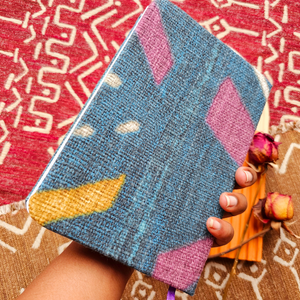 Notebook covered in African fabric + Wood Bookmark