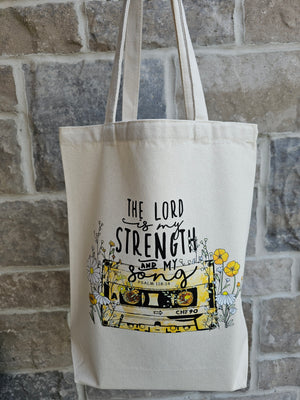 The Lord is my Strength and my Song Tote in Beige