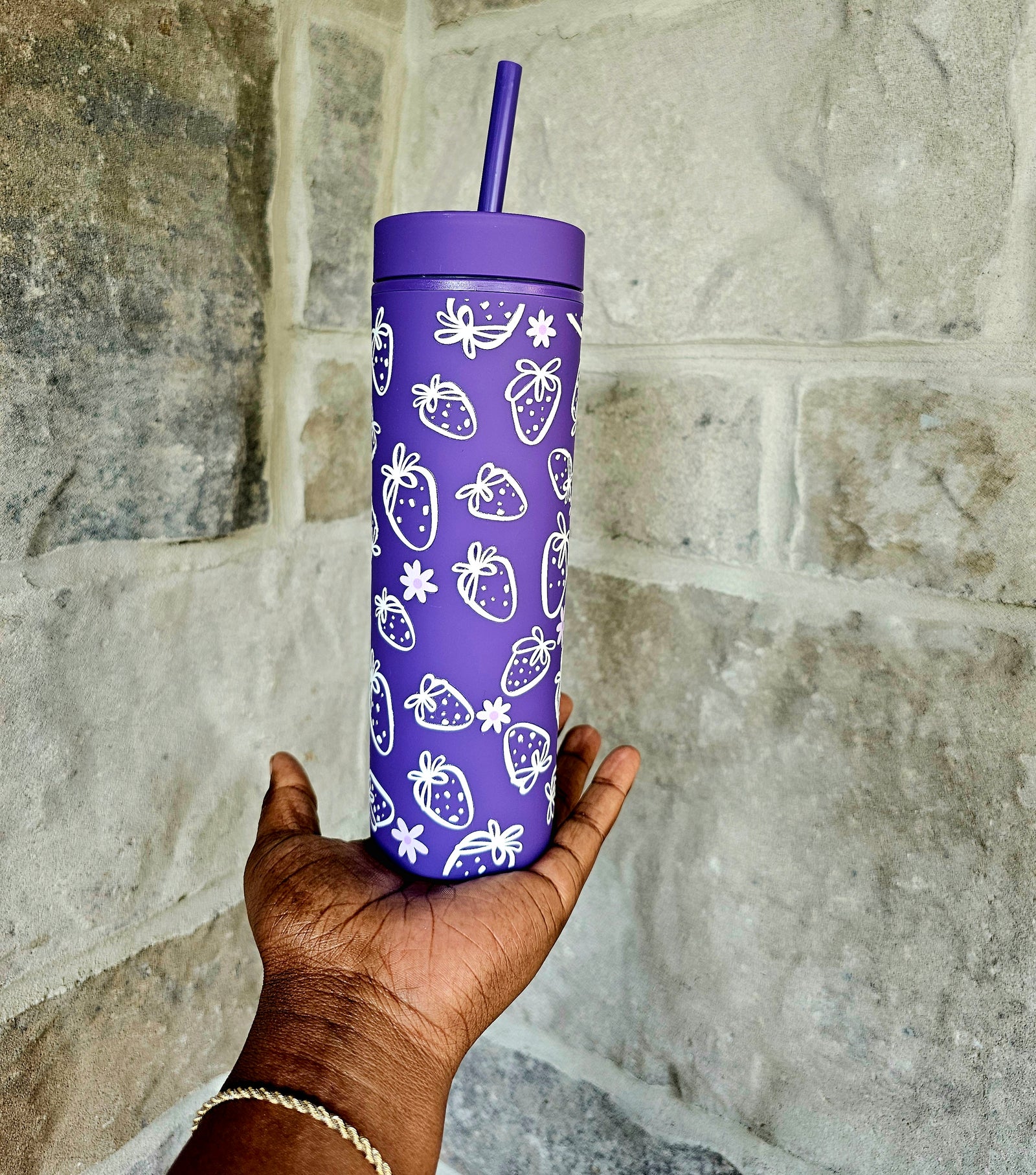 Strawberries and Flowers Tumbler