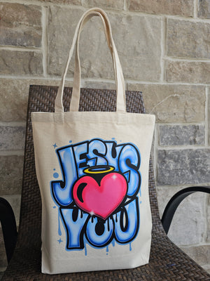 Jesus Loves You Tote in Beige