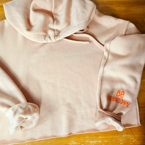 Be intentional & Thankful - Crop hoodie in Salmon