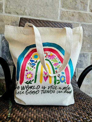 The world is still a place...Tote in Cream