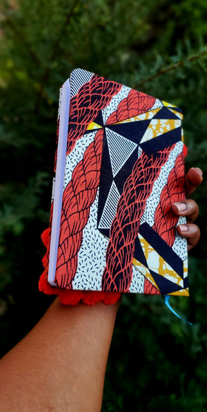 African Fabric covered Notebook - Red