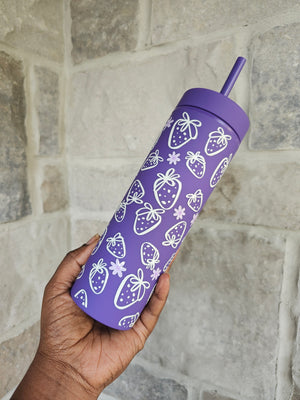 Strawberries and Flowers Tumbler