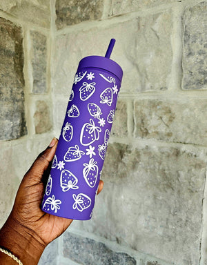 Strawberries and Flowers Tumbler